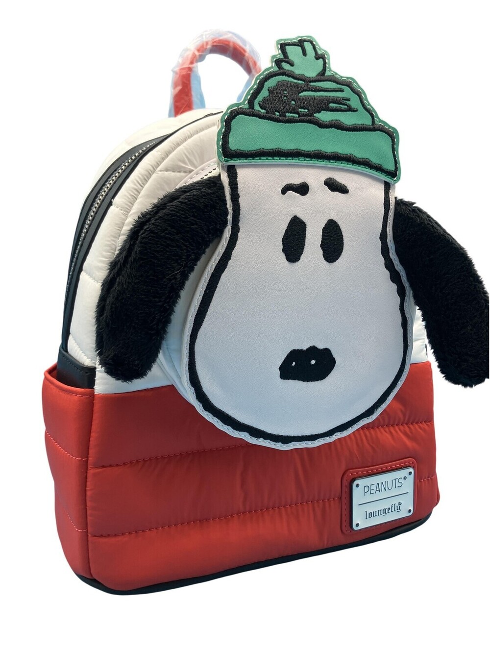 Loungefly Peanuts Mini Backpack Womens Red Puffer Snoopy Woodstock Winter Hat